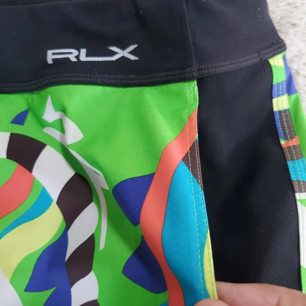 RLX Ralph Lauren Paisley Print Golf Tennis Skort Skirt Size Large Bright Green